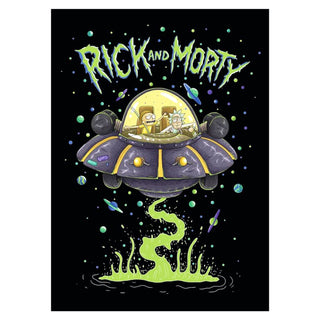 Rick and Morty Fleece Throw Blanket - UFO Space Cruiser Design - 100% Polyester - 100 x 150cm