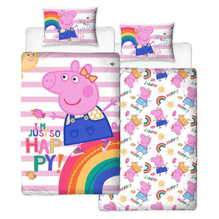 Peppa Pig Reversible Duvet Set - I'm Just So Happy Design - Single