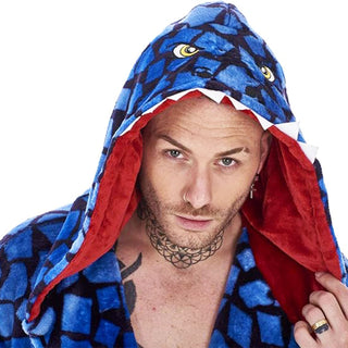 Keanu Mens Dressing Gown - Raptor Design - 100% Fleece Polyester - Adults