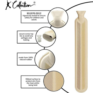 K Collection Extra Long Hot Water Bottle - 72cm Long - 2 L Capacity - Elf Design