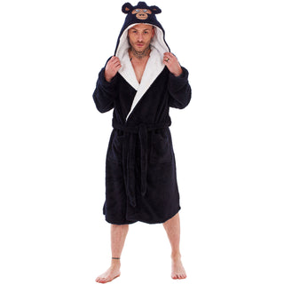Keanu Mens Dressing Gown - Gorilla Head Design - 100% Fleece Polyester - Adults