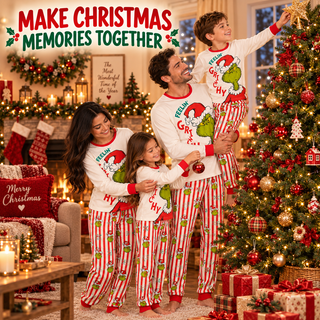 Kids Grinch Christmas Pyjamas - Feelin’ Grinchy Festive Design - Ages 2-3 to 15-16 Years