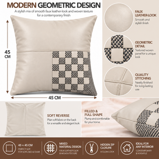 K Collection Decorative Check Cushion 45cm – Warm Almond