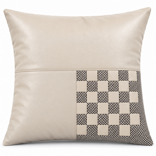 K Collection Decorative Check Cushion 45cm – Warm Almond