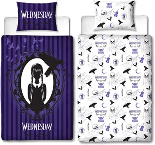 Official Wednesday Destined Reversible Single Duvet Cover Set – Purple