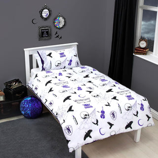 Official Wednesday Destined Reversible Single Duvet Cover Set – Purple