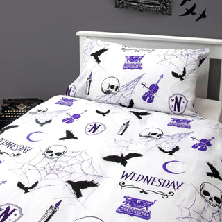 Official Wednesday Destined Reversible Single Duvet Cover Set – Purple