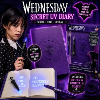 Wednesday Secret Reveal A5 Journal & UV Pen Set – Purple
