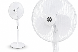 K Collection 16" Pedestal Fan – 3-Speed Oscillating Cooling Fan – Adjustable Height & Pivoting Head – Quiet Airflow – White