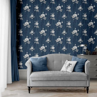Muriva Darcy Oleana Floral Blue Wallpaper 703073 10m Roll Elegant Botanical