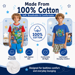 Disney Toy Story 5 Boys Short Pyjamas 2 Pack | Squad Character Print Shortie PJs | 100% Cotton Kids Pyjama Set | Boys Nightwear Ages 18 Months to 10 Years