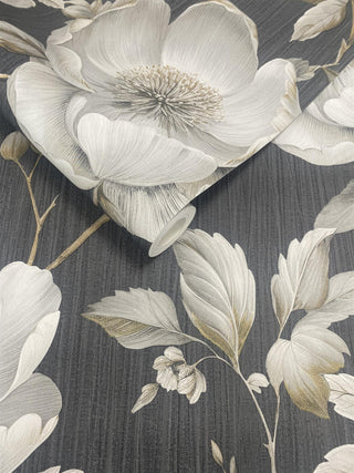 Muriva Alethia Floral Black Wallpaper 227503 10m Roll Elegant Botanical Feature Wall