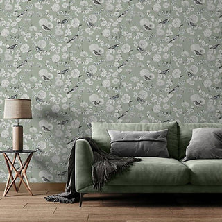Muriva Avery Green Wallpaper 202502 10m Roll Stylish Modern Botanical Feature Wall
