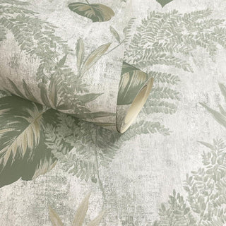 Muriva Phelan Leaf Green Wallpaper 209113 10m Roll Botanical Nature Feature Wall