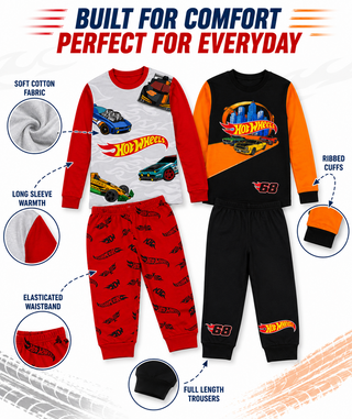Hot Wheels Boys Long Pyjamas Pack of 2
