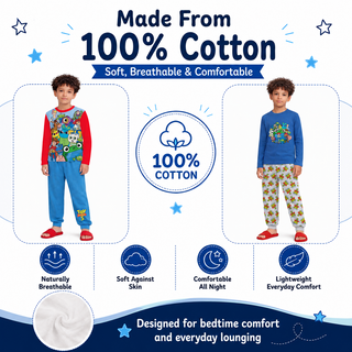 Disney Toy Story 5 Boys Long Pyjamas 2 Pack | Squad Character Print Long Sleeve Top & Pyjama Bottoms Kids PJs Set | 100% Cotton Boys Sleepwear Ages 18 Months to 10 Years