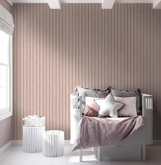 Holden Decor Wood Slat Pink Wallpaper 13301 – Modern Wood Panel Design – 10m Roll