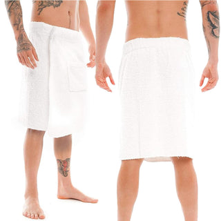 Keanu Mens Towel Wrap - 100% Cotton - White, Red and Black Design