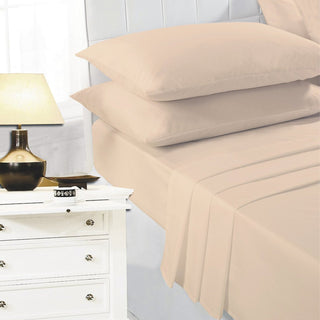 K Collection Percale Easy Care Fitted Sheets - Beige Design - Available in Single, Double, King and Super King