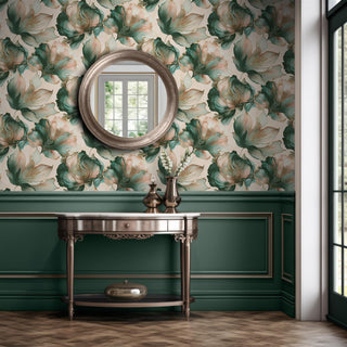Muriva Elysian Floral Coral & Teal Wallpaper 212505 10m Roll Botanical Feature Wall