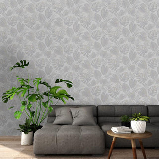 Holden Decor Riviera Leaf Grey Wallpaper 75910 – Elegant Leaf Design – 10m Roll