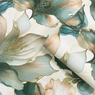 Muriva Elysian Floral Coral & Teal Wallpaper 212505 10m Roll Botanical Feature Wall