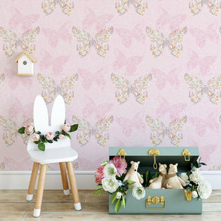 Muriva Enchanted Butterfly Pink Wallpaper 165572 10m Roll Kids Bedroom Floral