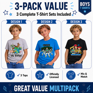 Disney Pixar Toy Story 5 Boys T-Shirts 3 Pack - Official Licensed Kids T-Shirts - Buzz Lightyear Woody Jessie - Ages 18 Months - 10 Years - Grey Blue Black - image 2