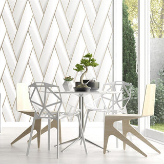 Debona Armando Wallpaper - White/Gold, Navy & Green - 10.05m x 0.53m