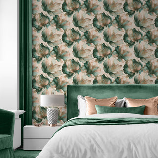 Muriva Elysian Floral Coral & Teal Wallpaper 212505 10m Roll Botanical Feature Wall