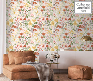 Muriva Countryside Floral Pink Wallpaper 206542 10m Roll Country Botanical Feature Wall
