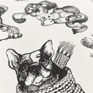 Muriva Pooches Black and White Wallpaper 102577 – Dog Print Decorative Wallcovering