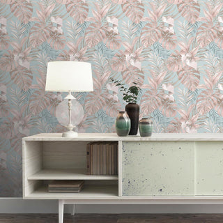 Muriva Teeva Jungle Duck Egg Wallpaper 183502 – Tropical Botanical Design – 10m Roll
