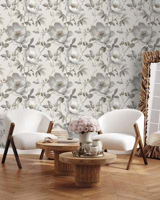 Muriva Alethia Floral Grey Wallpaper 227502 10m Roll Elegant Botanical Feature Wall
