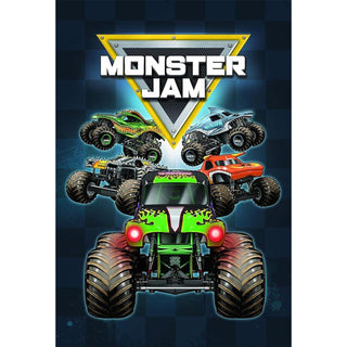 Monster Jam Fleece Blanket - Grave Digger, Max-D, Megalodon, Dragon & El Toro Loco Design - 100% Polyester - 100 x 150cm
