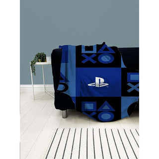 Playstation Fleece Blanket - Icons Check Design - 100% Polyester - 100 x 150cm