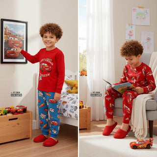 Disney Boys Lightning McQueen Long Pyjamas 2 Pack - 100% Cotton Kids Sleepwear