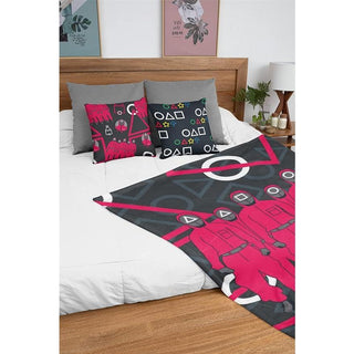 Squid Game Fleece Throw Blanket - Symbols Game Design - 100% Polyester - 100 x 150cm