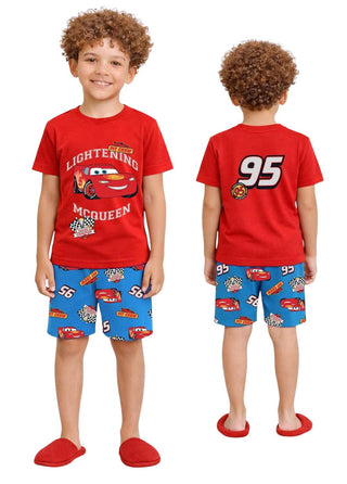Disney Pixar Cars Lightning McQueen Boys Short Pyjamas 2 Pack - 100% Cotton Kids Sleepwear
