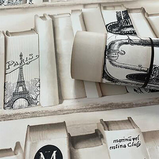 Muriva Encyclopaedias Wallpaper E82207 – Vintage Book Design – 10m Roll