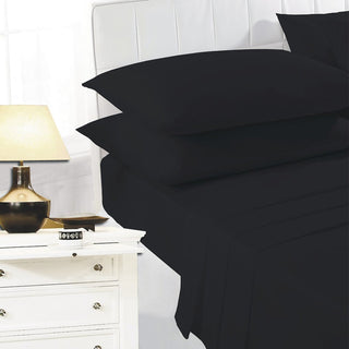 K Collection Percale Easy Care Fitted Sheets - Black Design - Available in Single, Double, King and Super King