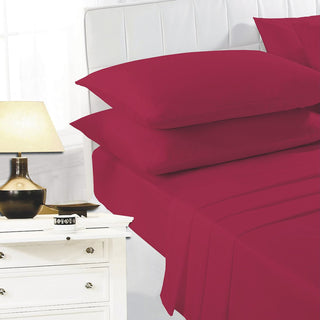 K Collection Percale Easy Care Fitted Sheets - Red Design - Available in Single, Double, King and Super King