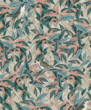 Holden Decor Brassica Apricot/Silver Wallpaper 90333 – Elegant Botanical Leaf Design – 10m Roll