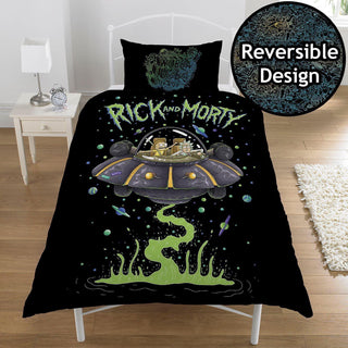 Rick and Morty Reversible Duvet Set - UFO Design -Single