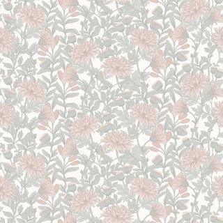 Muriva Martha Floral Green & Blush Wallpaper 229501 10m Roll Elegant Botanical