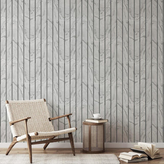 Muriva Woodgrain Panel Silver Wallpaper 193502 – Modern Panel Design – 10m Roll