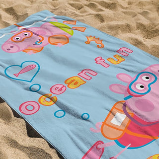 Peppa Pig Towel - Ocean Fun Design - 100% Cotton - 140 x 70cm