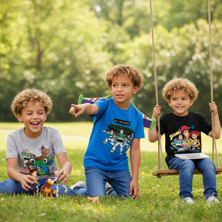 Disney Pixar Toy Story 5 Boys T-Shirts 3 Pack - Official Licensed Kids T-Shirts - Buzz Lightyear Woody Jessie - Ages 18 Months - 10 Years - Grey Blue Black - image 6
