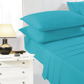 K Collection Percale Easy Care Fitted Sheets - Teal Design - Available in Single, Double, King and Super King