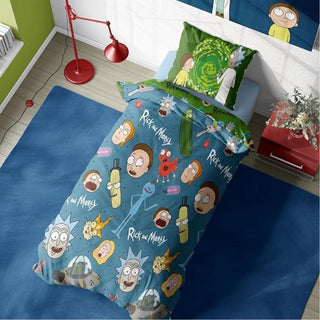 Rick and Morty Reversible Duvet Set - Portals Pickle Design - Single and Double